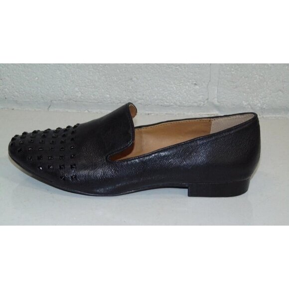 Steve Madden Henri Black Leather Upper Embellished Studded Slip On Loafers sz 8 - Picture 2 of 11